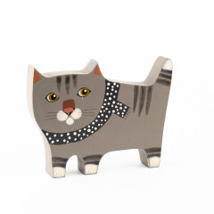 Dřevěná hračka KOCOUR ŠTRAMÁCKÝ s šálou