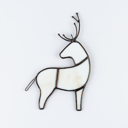 Závěsný sob z bílého skla JEMNÉ PAROŽÍ