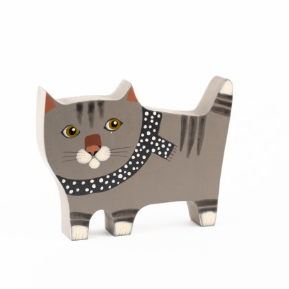 Dřevěná hračka KOCOUR ŠTRAMÁCKÝ s šálou